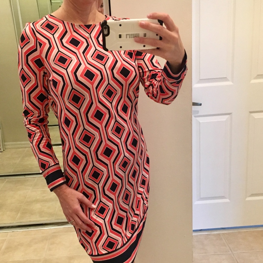 Michael Kors Dress Petite M Coral and Black